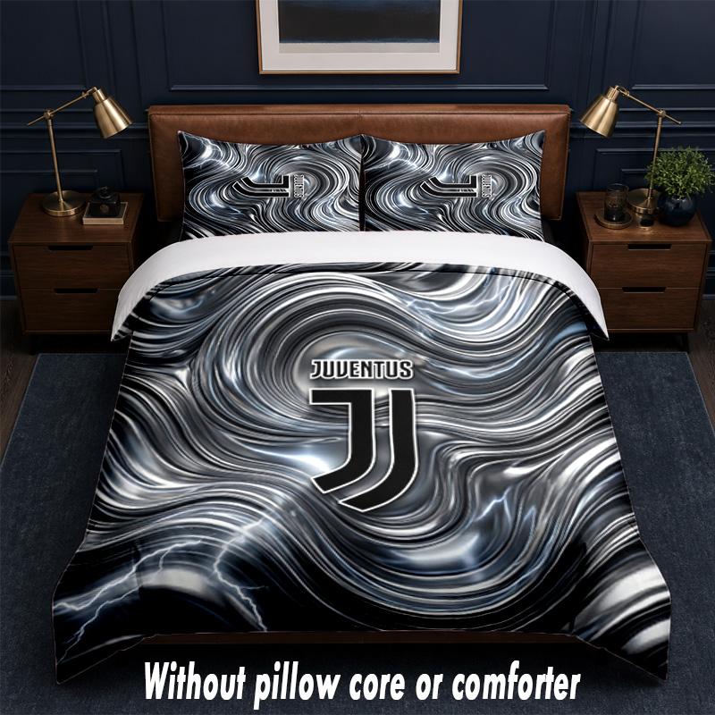Juventus FC Design Bed Bedding Set 1 Duvet Cover + 2 Pillowcases Soft Breathable Household Bed Linens