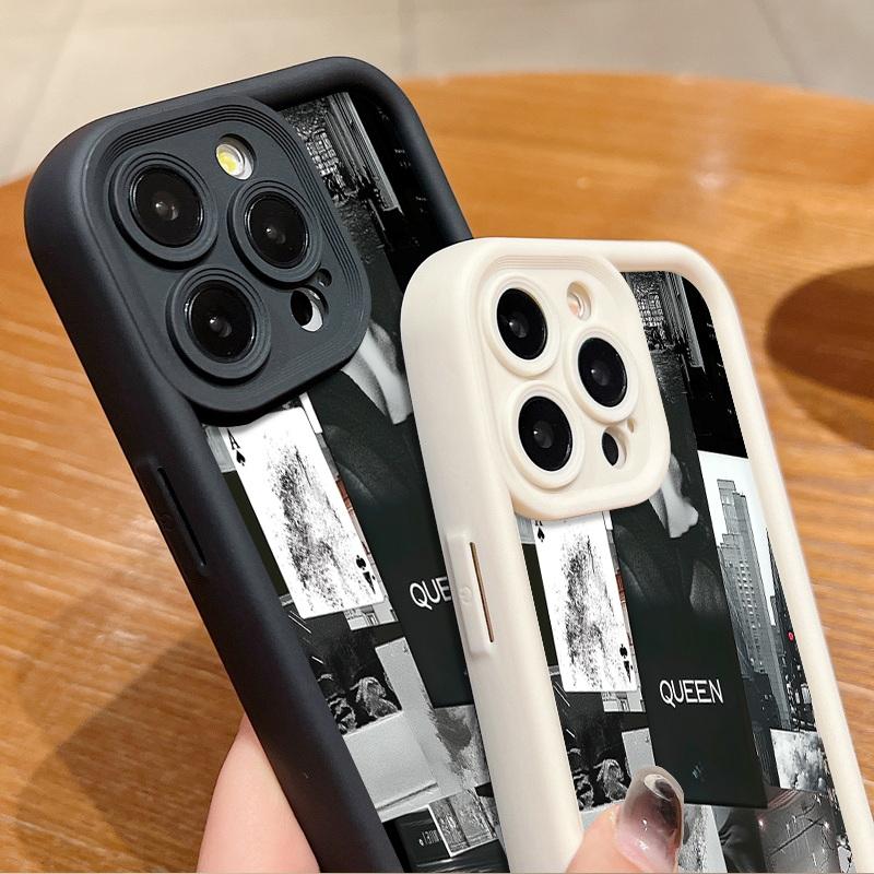 Чехол для iPhone 16 Pro Max 15 Pro 14 Plus 13 12 11 XS XR 8 7 с рисунком туза пик и королевы, противоударный, мягкий, из силикона, матовый, из ТПУ