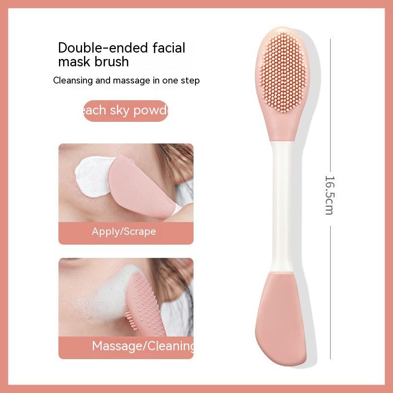 Двуглавая щетка для маски, силиконовая щетка для мытья лица, грязевая мембрана, специальный скребок с покрытием, инструменты для чистки лица для салона красоты