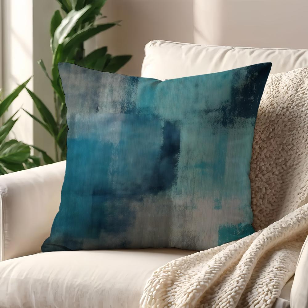 Dark Blue Abstract Lines and Color Blocks cushion cover For Pillow Printing Sofa Decoration Home Room Office Nordic Simplicity