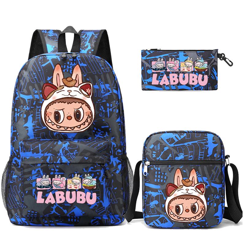 3Pcs/set Cartoon Printed Backpack Teenager Student Boy Girl Schoolbag Larger Capacity Bagpack Travel Bag Kid Gift Mochila