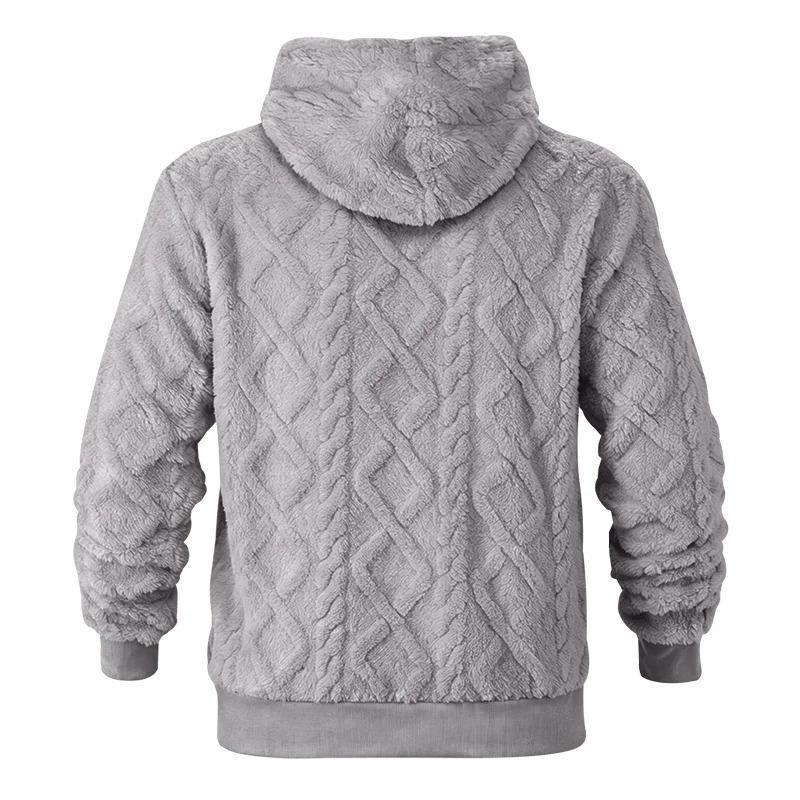 Men S Jacquard Fleece Hooded Pullover Sweatshirt Casual Winter