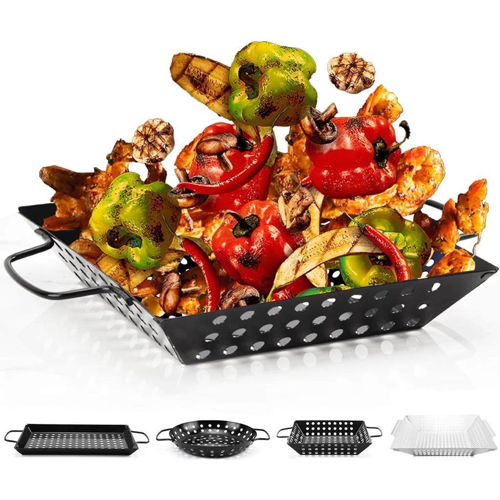 Leeseph Grill Basket, Non-stick Vegetable Grilling Basket Cooking Basket, BBQ Grill Accessories for Cooking Fishes, Kebabs
