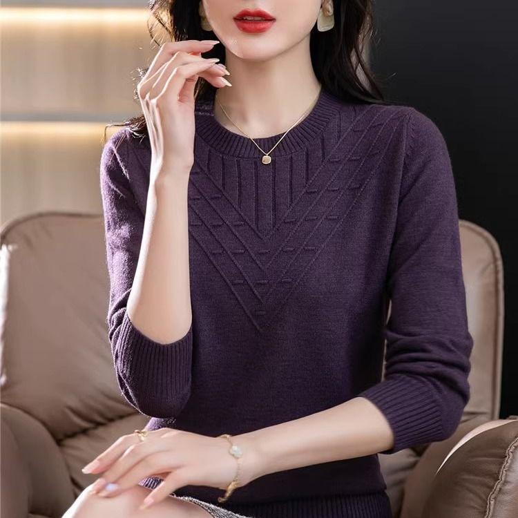 Round Neck Fashion Knit Sweater Long-sleeved Autumn and Winter All-match Fashion Outer Wear Thin Loose Sweater Bottoming Shirt Top