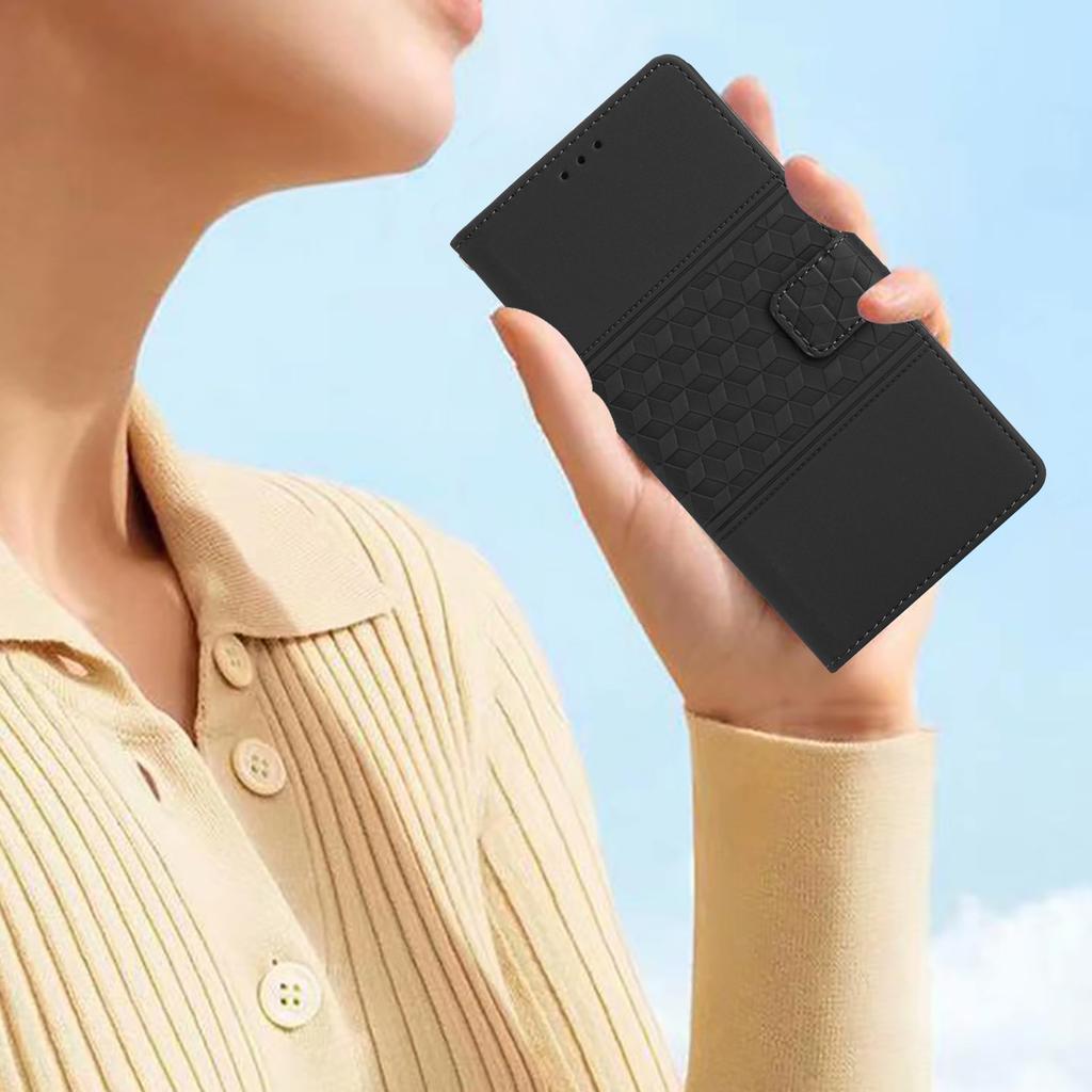 Imprinted Rhombus Leather Case for Google Pixel 7a,Anti-drop Phone Stand Wallet Cover