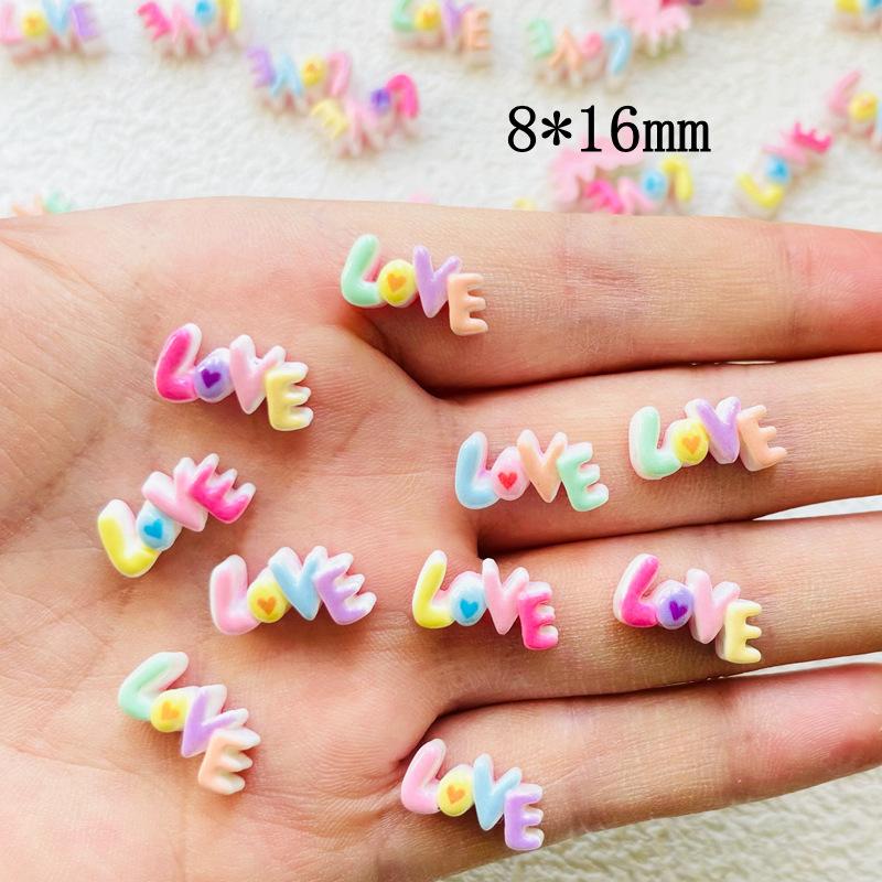 30 Pcs New Cute Valentine'S Day Letter Resin Figurine Crafts Flatback Cabochon Ornament Jewelry Manicure Making Accessories A61