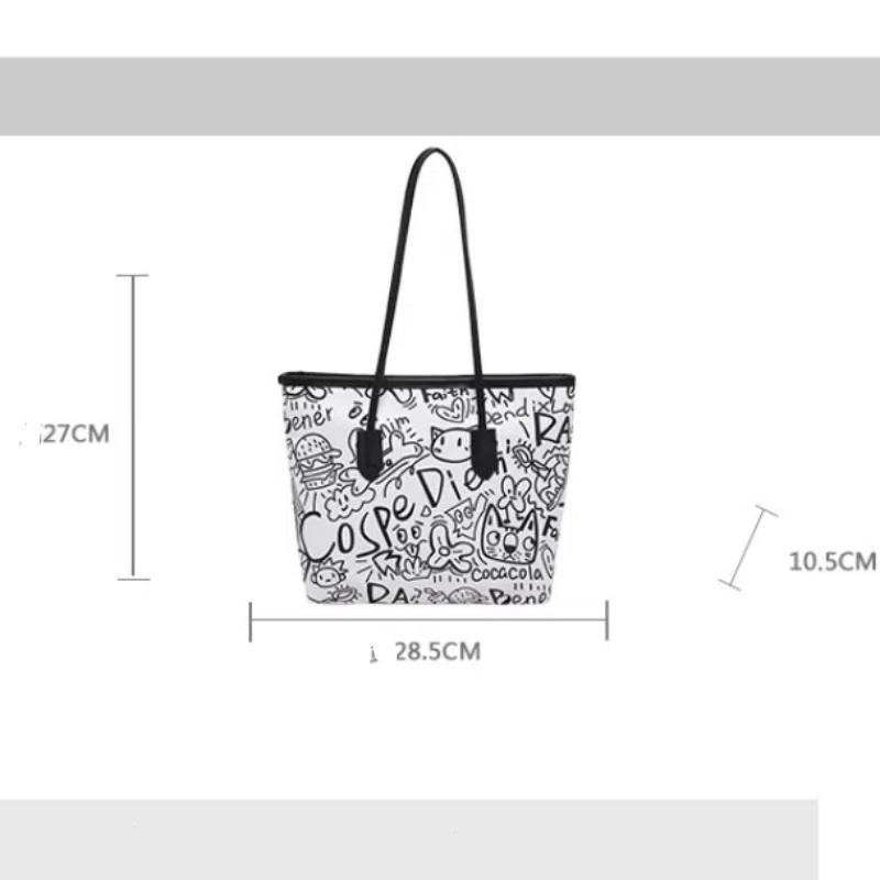 Сумка из холста с граффити, женские сумки 2025 года, новая повседневная сумка через плечо, универсальная сумка-тоут большой вместимости для студентов и школьников
