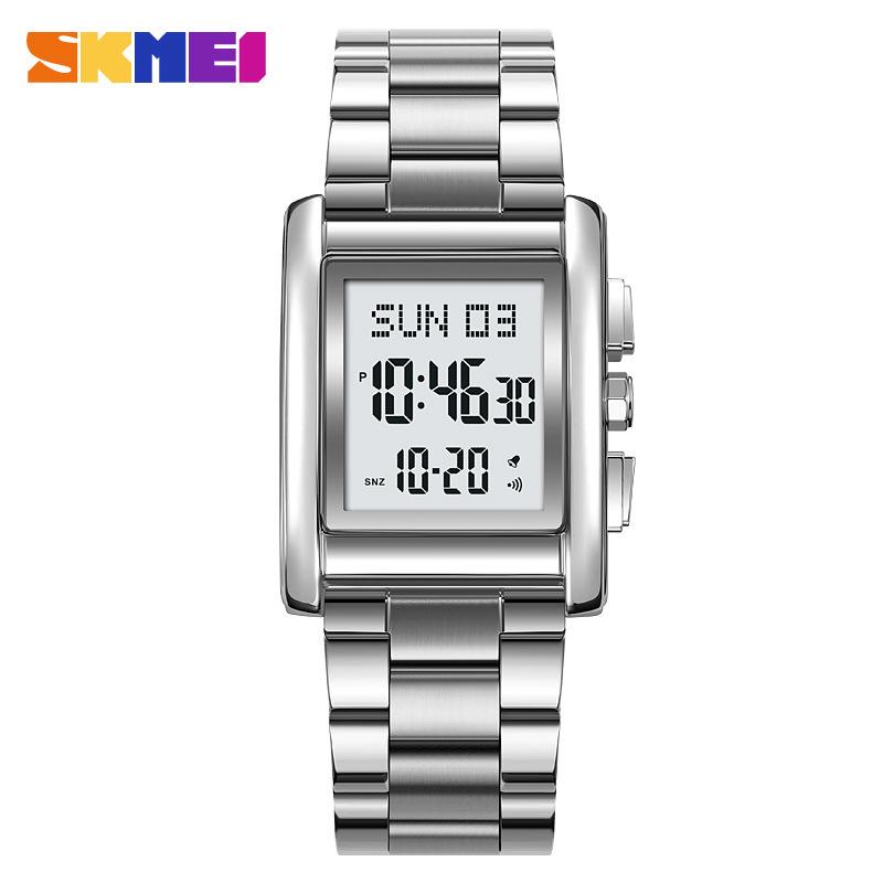 Мужские часы из нержавеющей стали Многофункциональные водонепроницаемые электронные часы Мужские светящиеся светодиодные часы Электронные часы