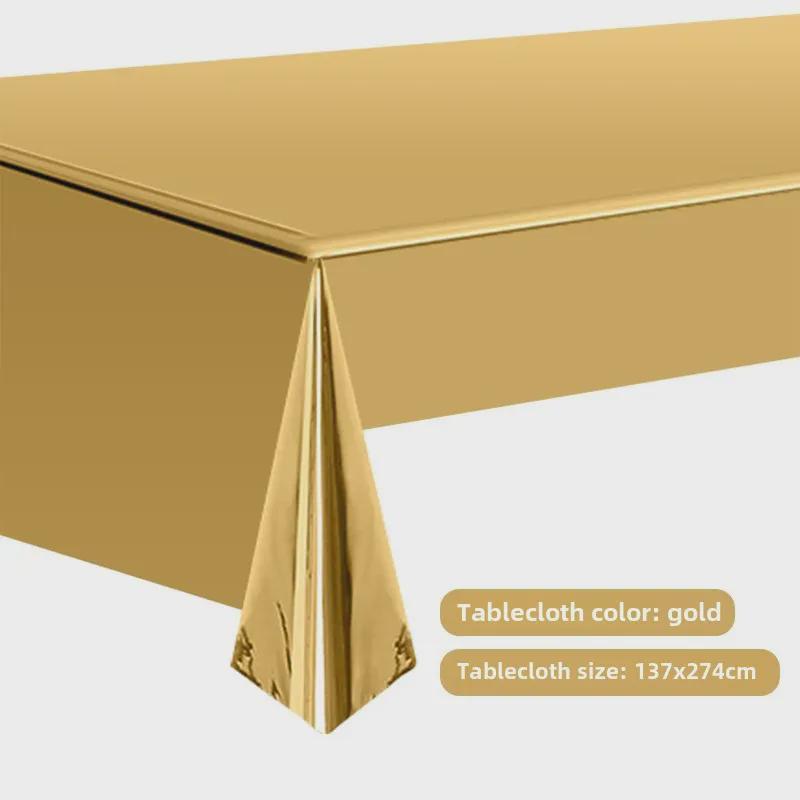 Новая одноразовая скатерть из алюминиевой пленки Cross-Border Gold & Rose Gold (137x274 см) – Товары для вечеринок