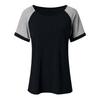 Women's Casual Loose Contrast Color Stitching Round Neck Short Sleeve Top