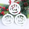 3Pcs/Box Round Pancake Shaped Christmas Flocking Pendant  Christmas Tree Decoration