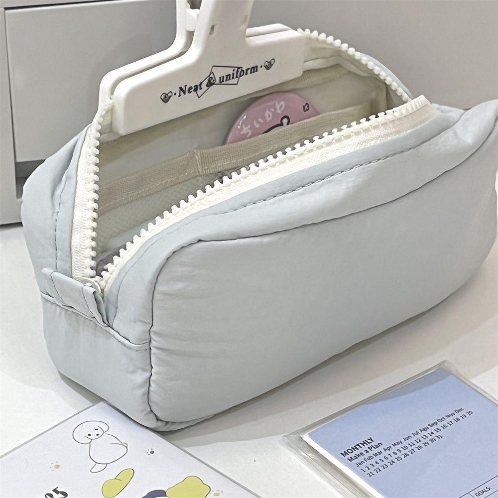 Square Pencil Case High Aesthetic Value Large Capacity Solid Color Stationery Bag Pencil Case for Students