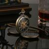 New Hand Wind Mechanical Men Pocket Watch Skeleton Dial Steampunk Necklace Pendant Vintage Dress Fob Watches for Weeding Gift