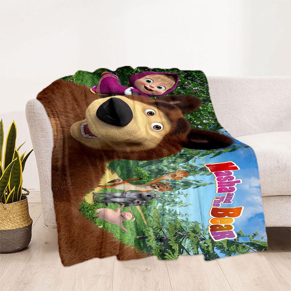 Masha Bear Blanket Soft & Cozy Perfect for Office Seaside Bedding for All Seasons Warmthful Decor Ideal Gift For Birthday Valentine'S Day