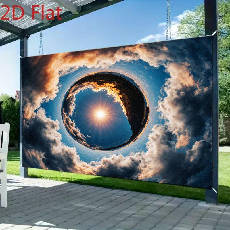 2D plane, 1 piece, depicting a bright sun and changing clouds. Suitable for photography studios and party events.