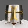 Templar Crusader Helmet 13th Century Full Face Steel Armor Knight Brass Cross Helmet Medieval Cosplay LARP  Gift for Him