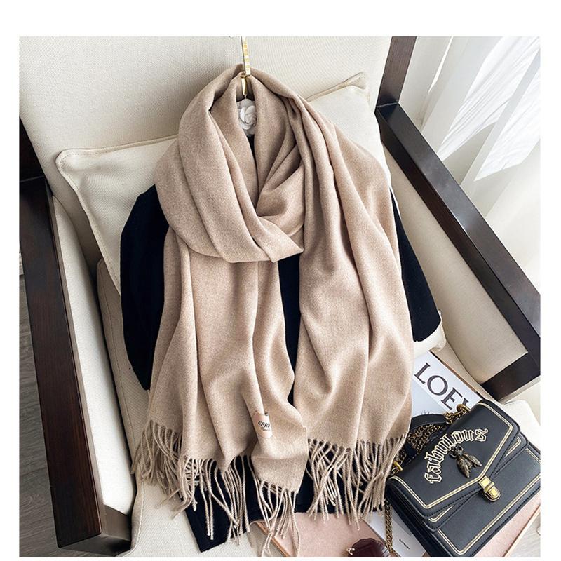 Imitation Cashmere Solid Color Fashion Decorative Warm Scarf Student Middle and Long Shawl Female