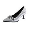 Rivets Metal Buckle High Heels Summer New Pointed Head Shallow Mouth Set Foot Anti-slip Wear-resistant Single Shoes