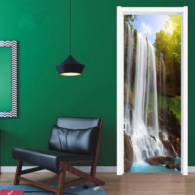3D Door Sticker Wallpaper PVC Landscape Home Decor Furniture Vinyl Wrap Waterproof Wall Sticker Bedroom Door Decorative Film