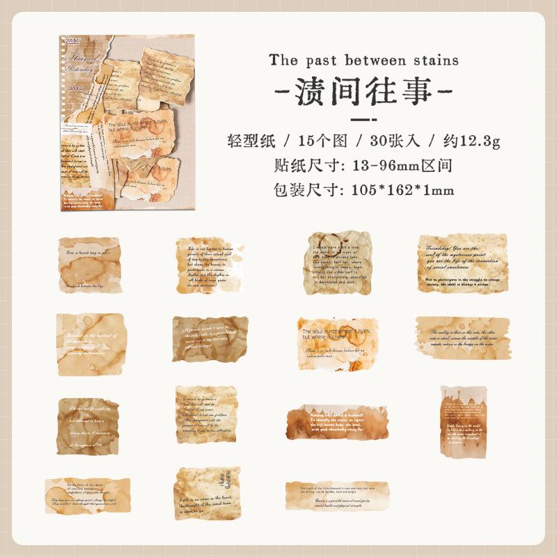 30 Sheets Vintage Letterhead Decor Stickers, Nostalgic Letter Borders, Journal Card Album DIY Decals
