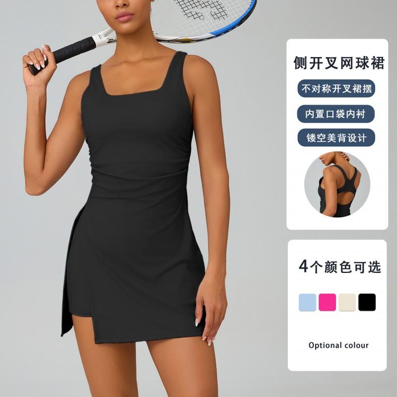 Womens Sleeveless Slim Fit Skirt Dress With Built-in Shorts Tennis Yoga Running Fitness Sportwear