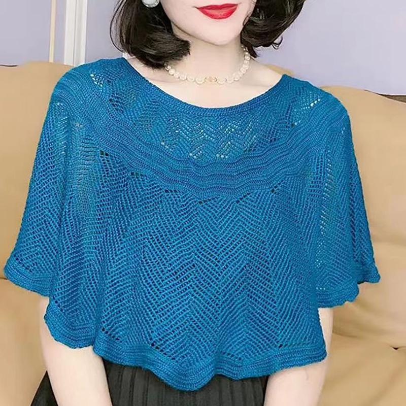 Женская вязаная ажурная хлопковая шаль шарф блузка лето осень элегантная женская накидка для защиты от солнца плащ-смок