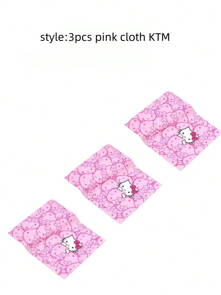 1/2/3 шт. Футляр и салфетка для очков Hello Kitty Дизайн с розовой головой кошки Мягкая микрофибра Используется для чистки и хранения очков, мобильных телефонов