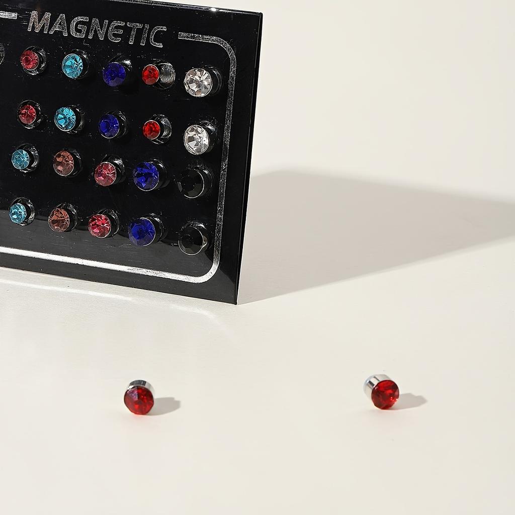 Набор из 12 пар магнитных серег-пусет с 5-миллиметровыми стразами, без прокола, ювелирный подарок