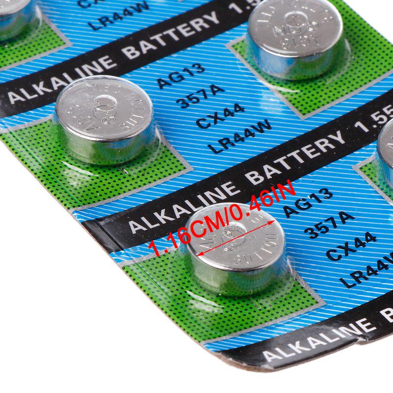 10 шт. AG13 A76 LR44 357A S76E G13 кнопка монетообразная батарея 1,55 В щелочные батарейки-кнопки