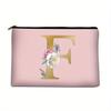 Flower  Letter Print Zipper Storage Bag  Lightweight Versatile Pouch Trendy Clutch Bag