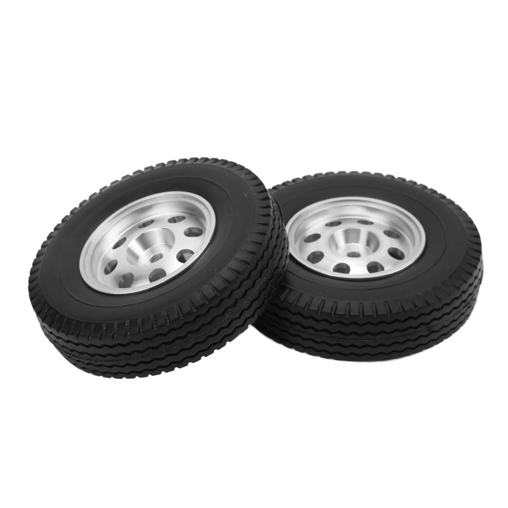 2Pcs RC Car Wheels Rubber Tires 84mm CNC Metal Wheel Rims Hubs Set for Tamiya 1 14 RC Car Truck
