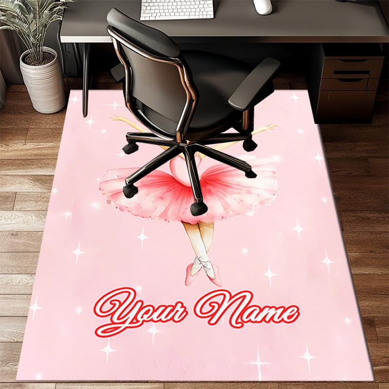 1PC Custom Name Ballerina Pink Theme Floor Mat Ideal for Living Room, Game Rooms, Office, Bedroom,Floor Mat Playful Design