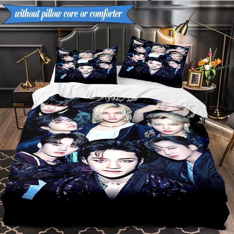 K-pop Group Stray 3pcs K-pop music group Bedding set,Ideal for Bedroom, Dormitory,Including Duvet Cover And 2pcs Pillowcases,Fan gifts