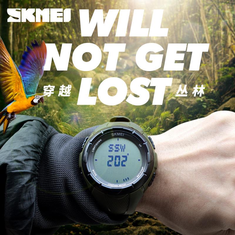Обрабатываемый бренд водонепроницаемый альпинизм мода электронные часы компас мужские спортивные беговые студенческие часы