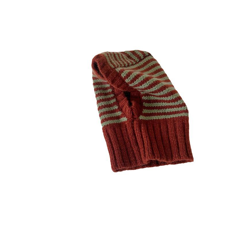 Korean Style Striped Knitted Baby Hat - Warm Wool Windproof Design for Autumn & Winter