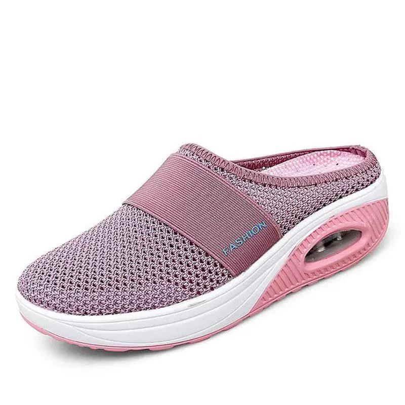 Женские модные сетчатые тапочки Легкие и удобные Zapatos De Mujer Многофункциональная обувь на толстой подошве Новые полуприцепы
