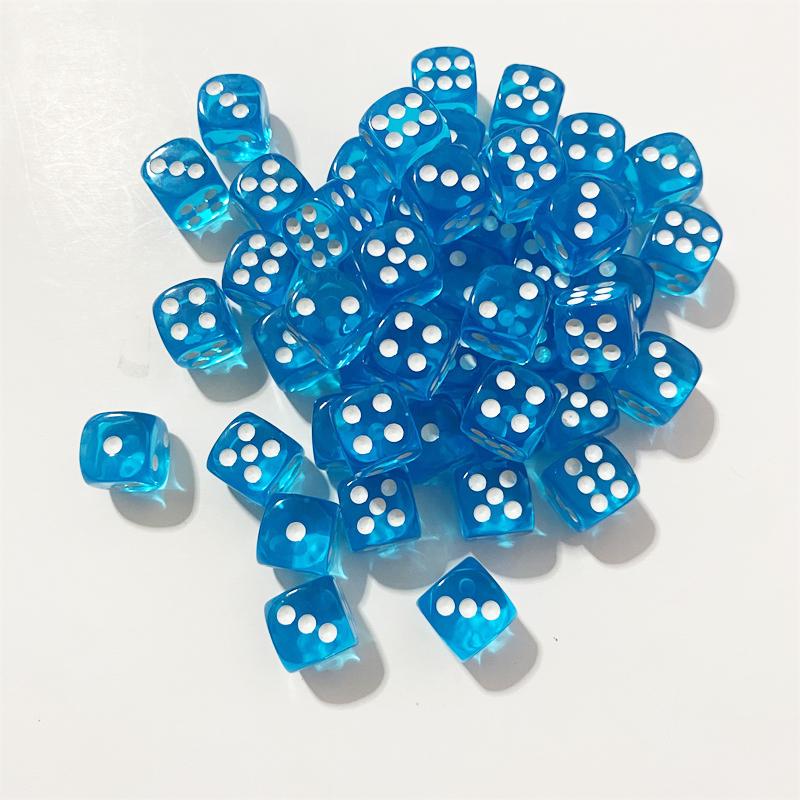 50pcs/Pack High Quality New 12mm Acrylic Transparent D6 Point Dice #12 Round Corner Boutique Dice