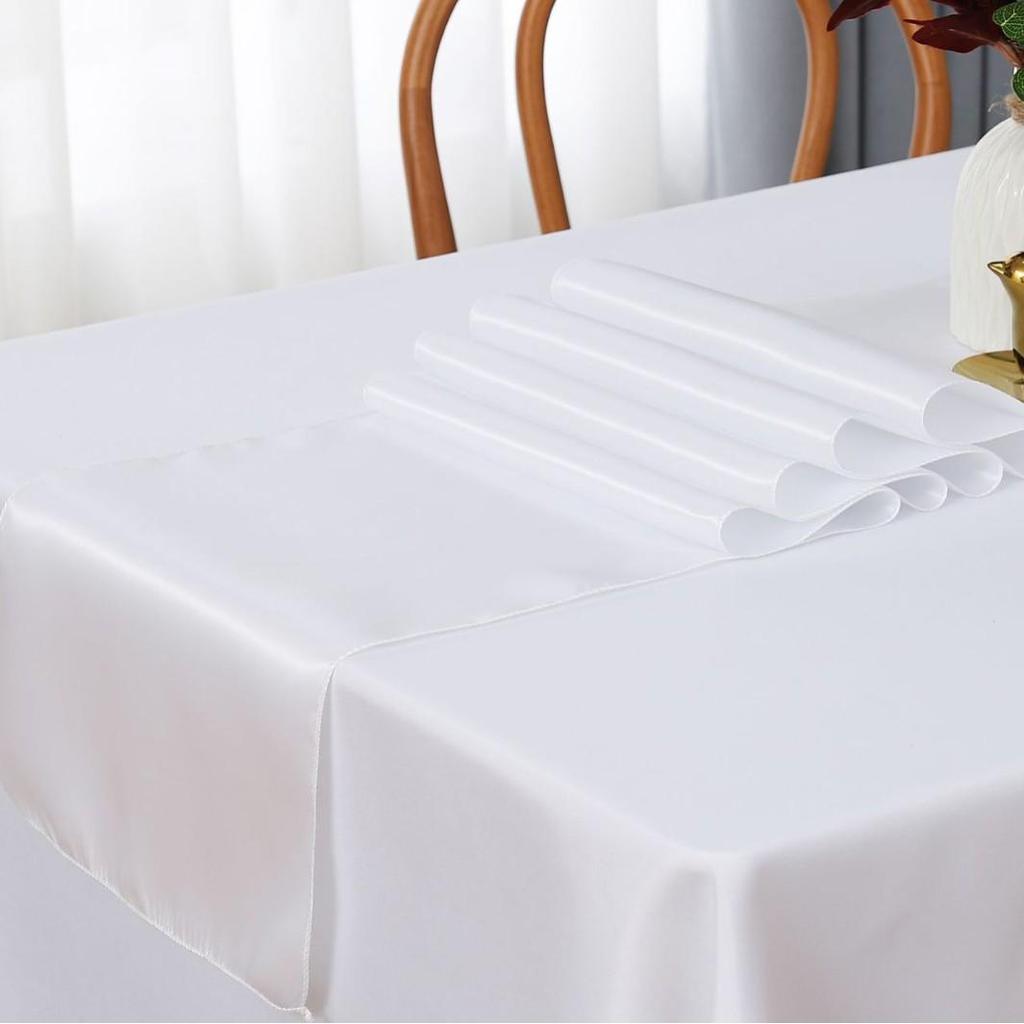 Скатерть-дорожка из сатина высокой плотности для свадеб и банкетов - Однотонная полиэстеровая декорация для стола