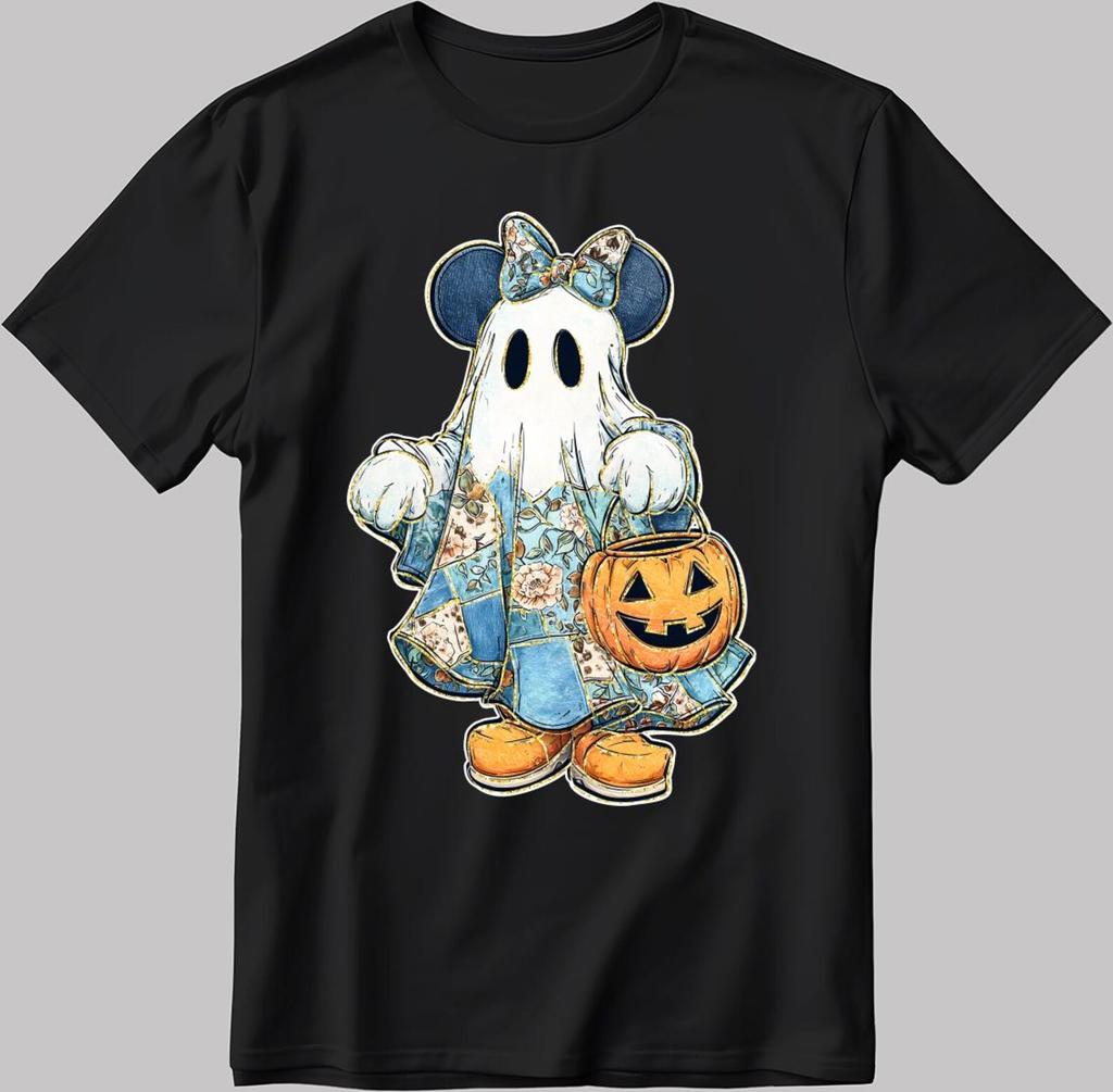 Halloween Ghost Minnie Mouse T-Shirt, Disney Denim Costume DE508