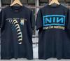 Nine Inch Nails NIN 2 Стороны Черная Футболка 90-х Унисекс Классический Стиль S5XL Унисекс Футболка