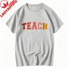 Teach Retro Gradient Varsity Letter Graphic TShirt Teacher Classroom Back To School Casual Cotton Short Sleeve Basic Tee Top