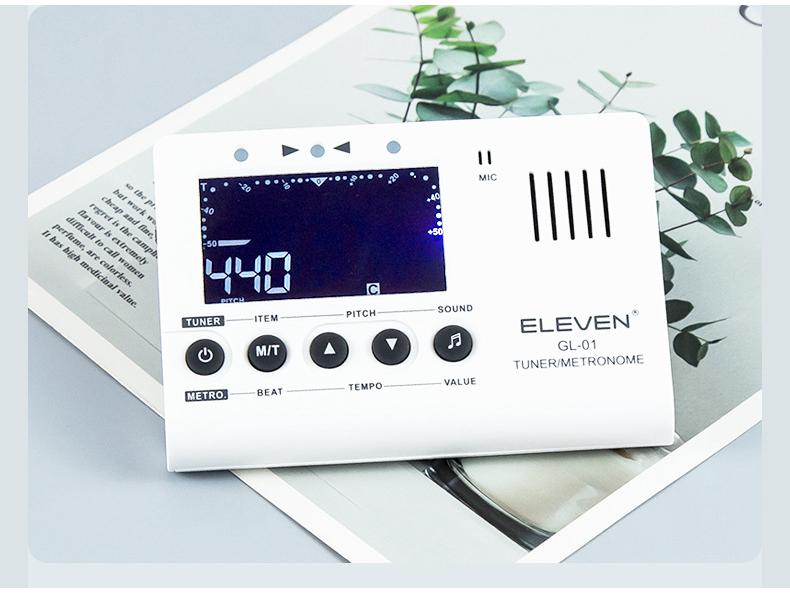 ELEVEN Three-in-One Guitar, Violin, and Bass Tuner with Calibrator & Metronome