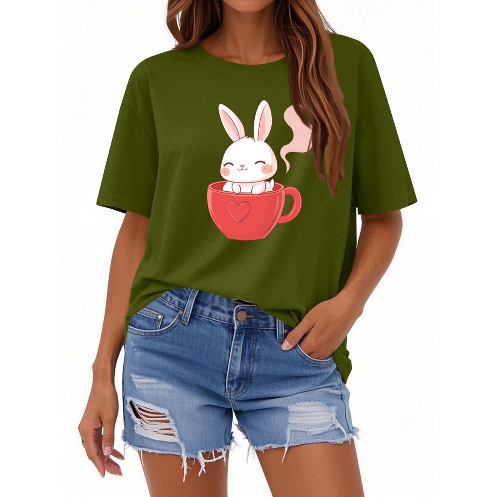 Женская повседневная футболка с круглым вырезом и короткими рукавами с принтом