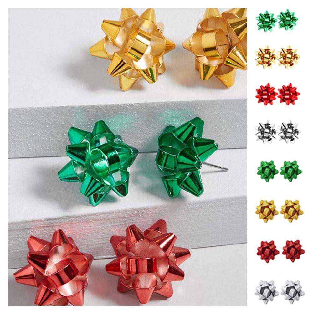 Pull Bows Creative Xmas Earrings Star Ribbon Star Lace Ribbon Earrings  New Year