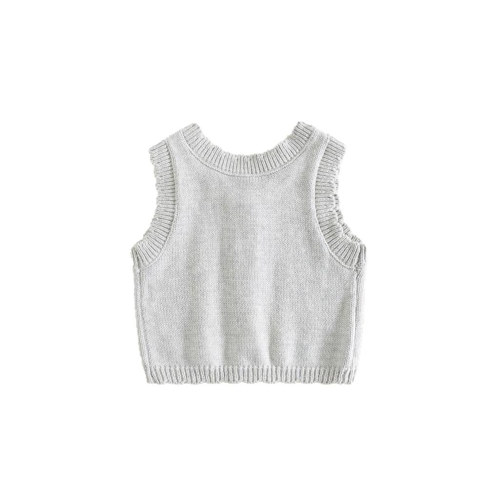 Детский кардиган без рукавов в корейском стиле на осень 2025 года: Уютный, приятный к коже вязаный жилет для девочек