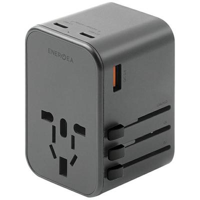 Энергеа Лад. Сеть. 1XUSB + 2XUSB-C PD-PPS-QC 3.0 65W 1A2C Адаптер 4W1 US/UA/EU/UK Серый/Gunmetal Travelworld Адаптер Gan65W