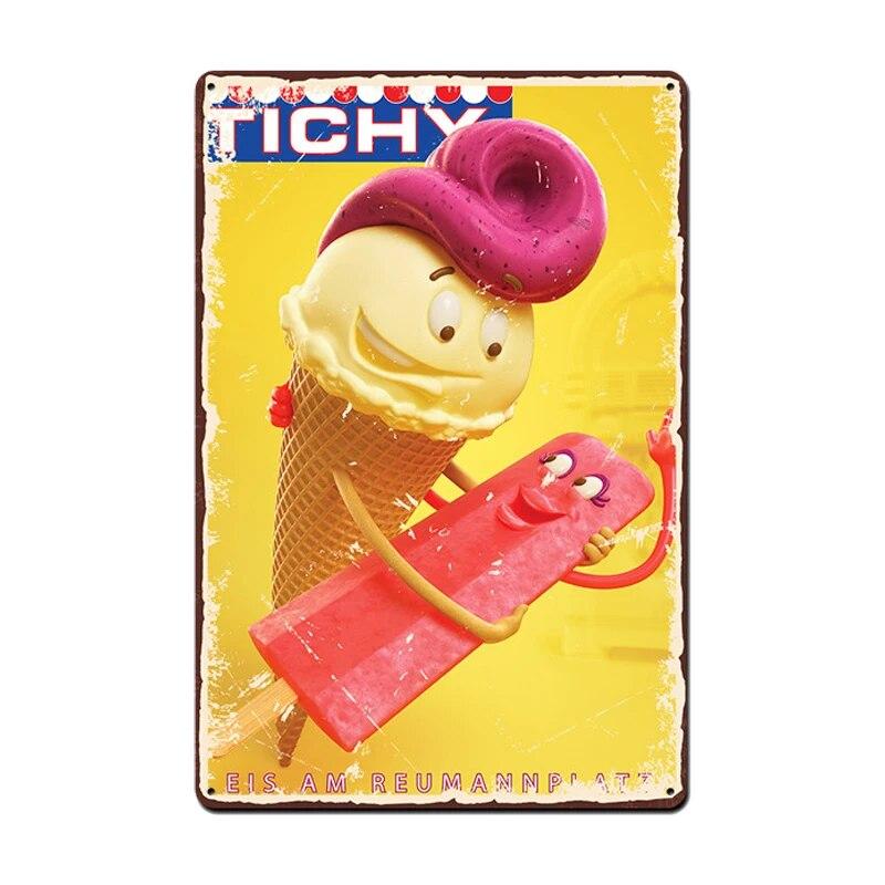 Ice Cream Vintage Metal Poster Retro Chocolate Matcha Cupcake Tin Signs Plaques Wall Decor for Cafe Coffee Shop Club Restaurant