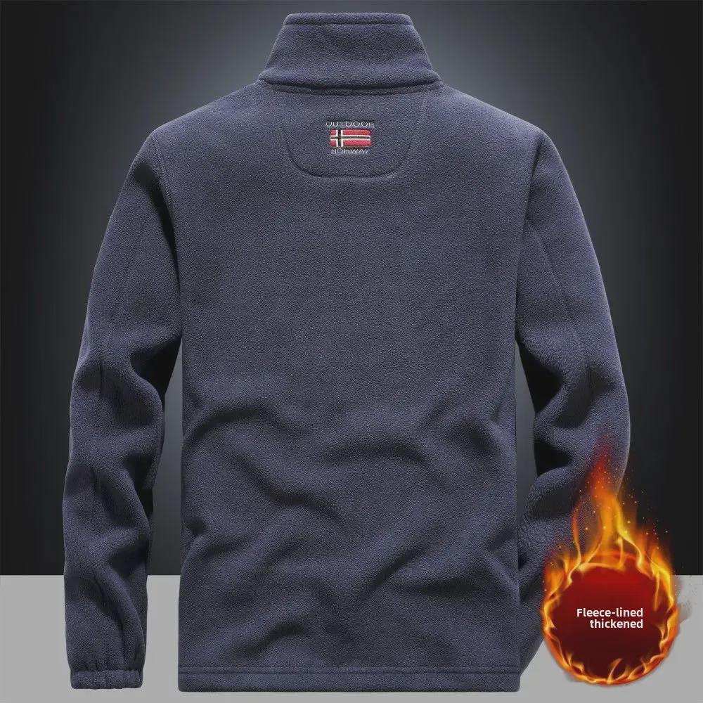 Мужская флисовая куртка: Утолщенная толстовка из овечьего флиса для отдыха на свежем воздухе весной, осенью и зимой