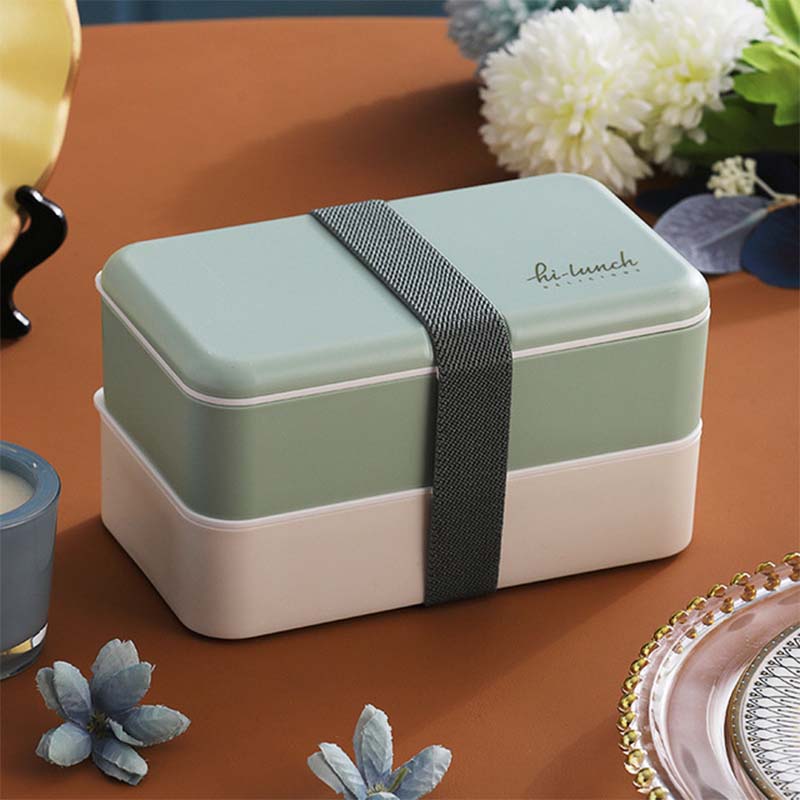 Двухслойный ланч-бокс, портативный бенто-бокс, герметичный, не протекающий, для школьников, офисных работников, контейнер для микроволновой печи, коробка для хранения продуктов