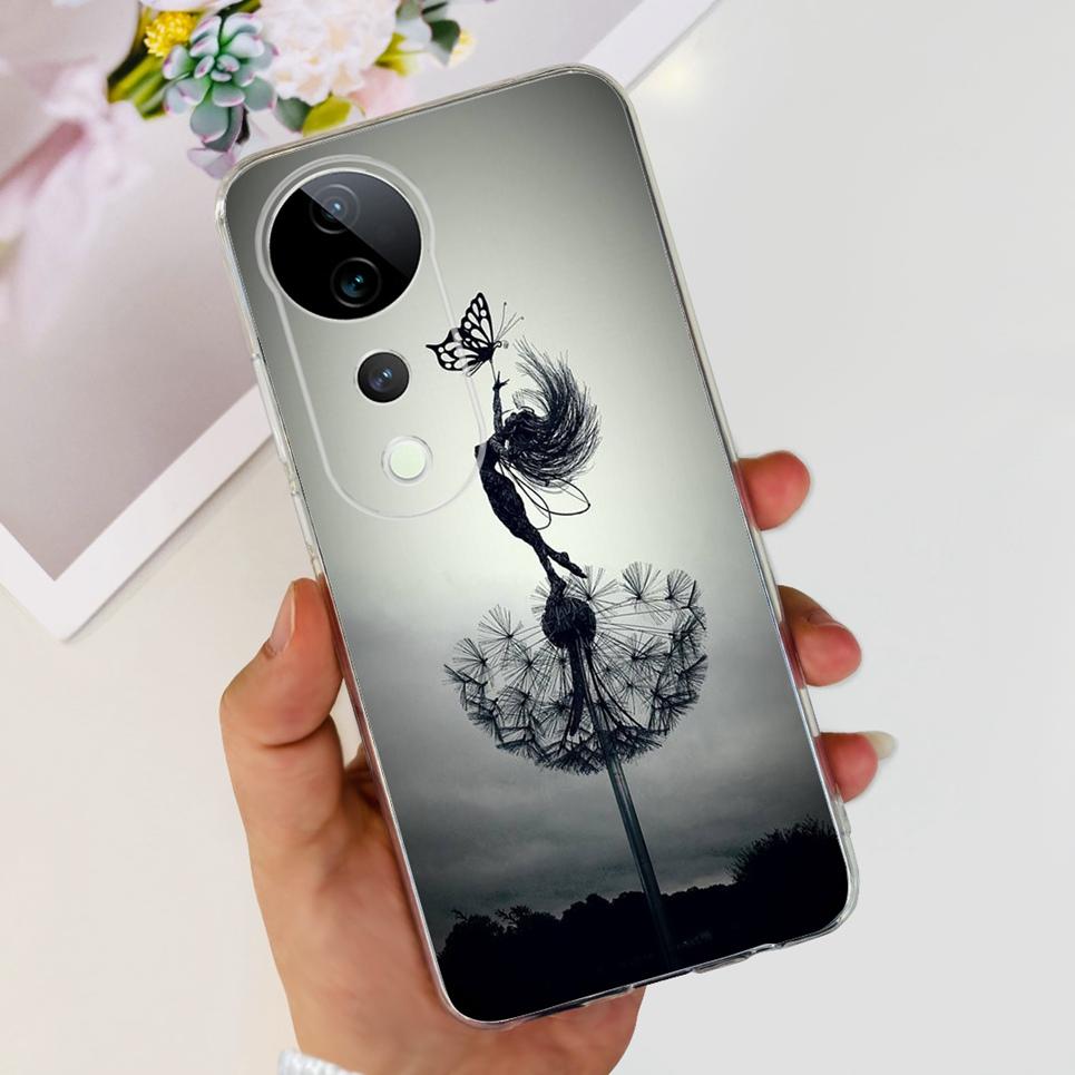 Flower Butterfly Women Fashion Back Cover For Vivo S19 Pro 5G V2362A Phone Funda Transparent Soft TPU Slim Silicone Bumper Etui